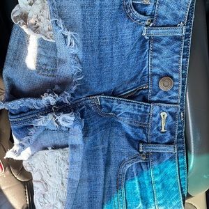 Blue american eagle shorts with lace